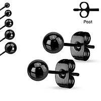 Pair of High Polished 316L Surgical Steel Black PVD Ball Stud Earrings