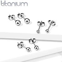 Pair of Implant Grade Titanium Ball Stud Earrings