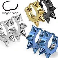 Pair of Stainless Steel Small 6mm Earring Hoop with Spike Ends