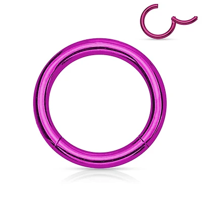 Purple Surgical Steel Hinged CBR Helix Tragus Cartilage Septum Hoop Ring