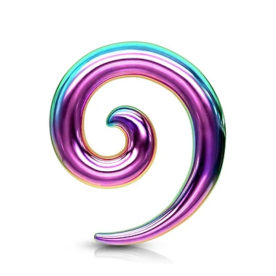 Rainbow Multi Colour Plated Surgical Steel Spiral Stretcher Taper Ear Gauges