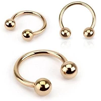 Rose Gold Plated Over Surgical Steel Horseshoe Barbell with Ball Ends