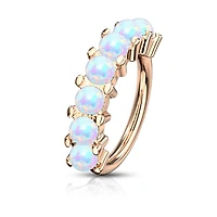 Rose Gold Plated Surgical Steel Multi Use Easy Bend White Opal Hoop