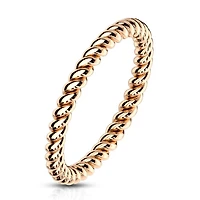 Rose Gold Stainless Steel Braided Twisted Rope Stackable Ring