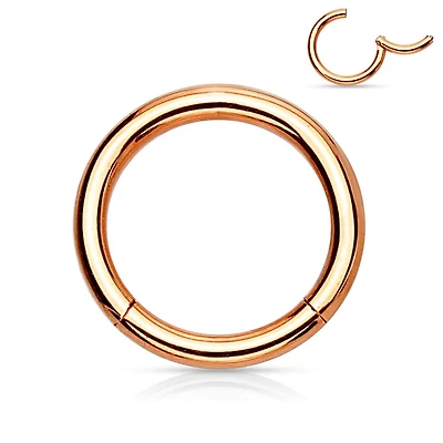 Rose Gold Surgical Steel Hinged Clicker CBR Helix Tragus Cartilage Septum Hoop Ring