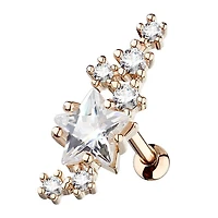 Rose Gold Surgical Steel Star CZ Crystal Helix Barbell
