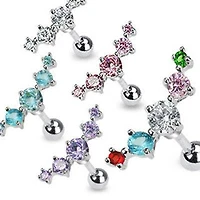 Surgical Steel 5 Consecutive Small to Large CZ Gems Cartilage Helix Ring