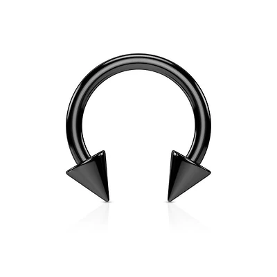 Surgical Steel Black PVD Horseshoe Spike Ring