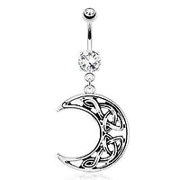 Surgical Steel Crescent Moon Dangling Belly Button Navel Ring
