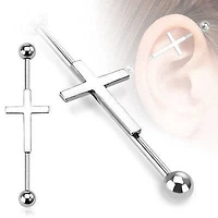 Surgical Steel Cross Straight Barbell Industrial Bar