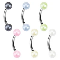 Surgical Steel Curved Eyebrow Cartilage Tragus Helix Barbell Ring with Pearl Acrylic Balls