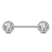 Surgical Steel CZ Centre Pave Nipple Ring Barbell