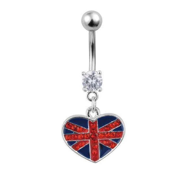 Surgical Steel England in a Heart Dangle Belly Button Navel Ring