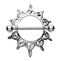 Surgical Steel Floral Nipple Ring Shield Barbell