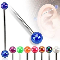 Surgical Steel Industrial Bar with Metallic Coated Acrylic Ball Ends
