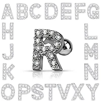 Surgical Steel Paved Ball Back Initial Letter Ear Cartilage Tragus Helix Stud