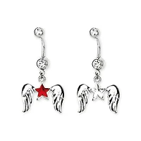 Surgical Steel Star Angel Wings Dangle Belly Button Navel Ring