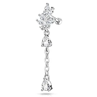 Surgical Steel White CZ Leaf Dangling Teardrop Cartilage Ring