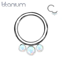 Implant Grade Titanium Bezel Opal Septum Cartilage Daith Hinged Clicker