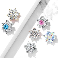 316L Surgical Steel White CZ Flower Micro Dermal Anchor Top