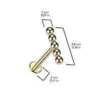 Implant Grade Titanium 5 Bead Internally Threaded Flat Back Labret