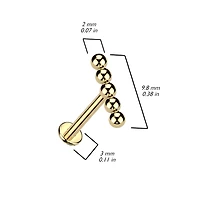 Implant Grade Titanium Gold PVD 5 Bead Internally Threaded Flat Back Labret