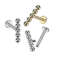 Implant Grade Titanium Gold PVD 5 Bead Internally Threaded Flat Back Labret