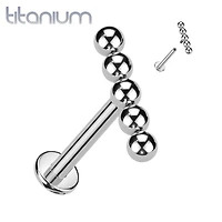Implant Grade Titanium 5 Bead Internally Threaded Flat Back Labret
