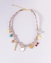 16K Plated Cord Charms Necklace