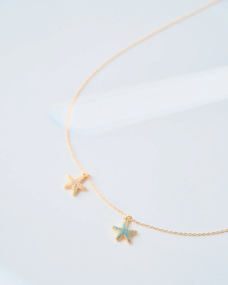 18K Plated Twin Stars Necklace