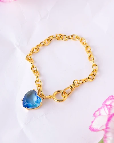 18K Plated Blue Heart Bracelet