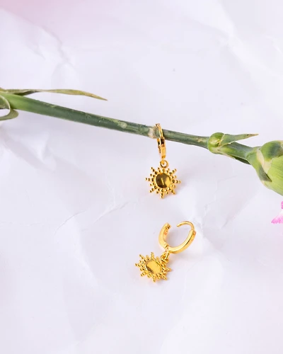 16K Plated Dots Sun Earrings