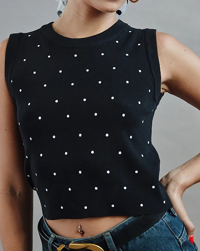 Polka Dot Knit Top