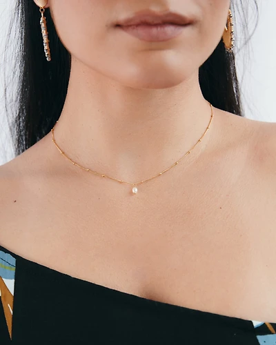 18K Plated Pearl Times Necklace