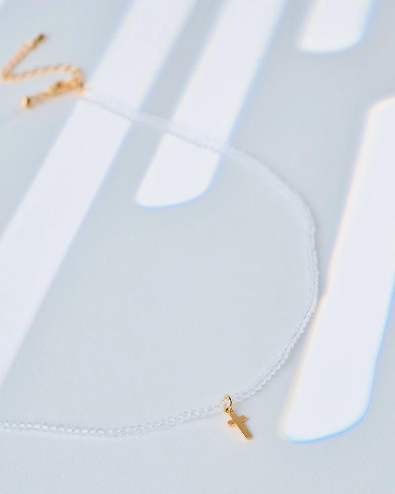 16K Plated Sophia Cross Necklace