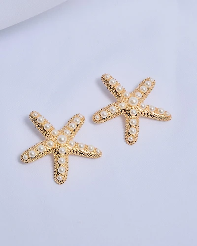 16K Plated Pearly Star Earrings