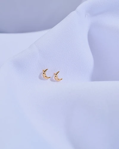 16K Plated Moon Post Earrings