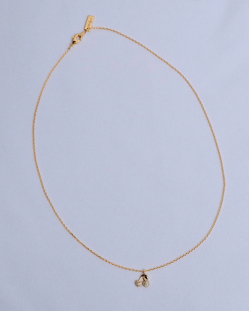 16K Plated Cherries Necklace