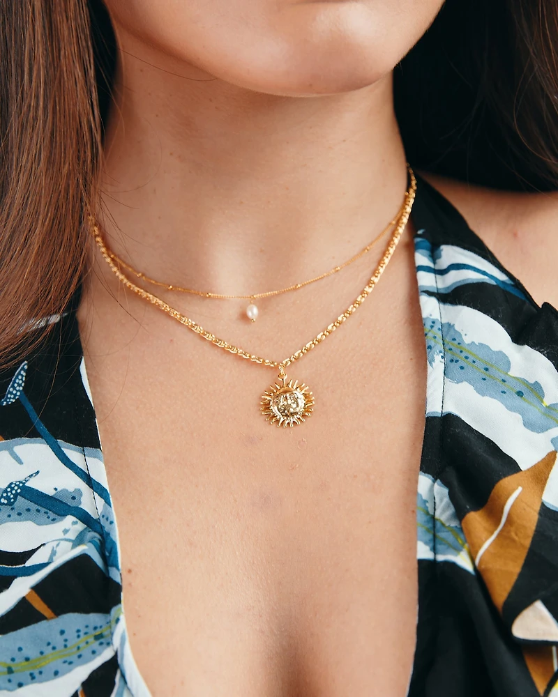 18K Plated Sun Sun Necklace