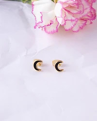 16K Plated Tiny Moon Post Earrings
