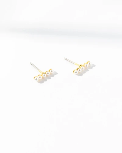 18K Plated Pearl Line Earrings