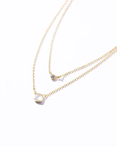 16K Plated Simple Double Layered Necklace