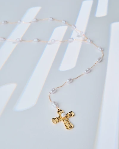16K Plated Long Rosary Necklace