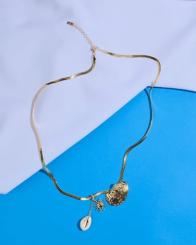 16K Plated Shell Snake Necklace