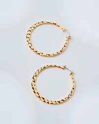 16K Plated Natural Hammered Hoops