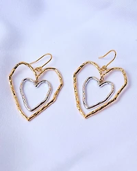 16K Plated Duo Hearts Earrings