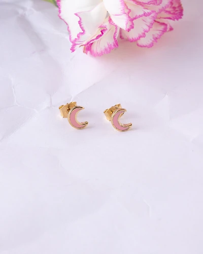16K Plated Tiny Moon Post Earrings