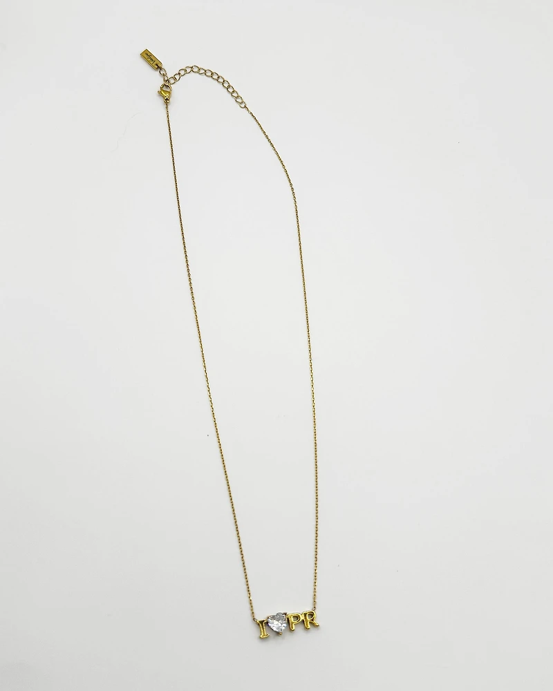 18K Plated I LOVE PR Necklace