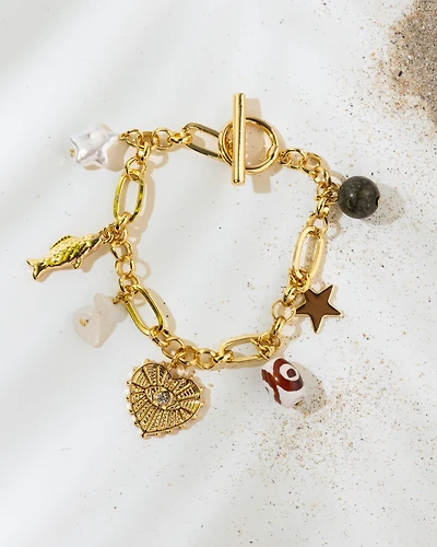 16KPlated Lamar Charm Bracelet