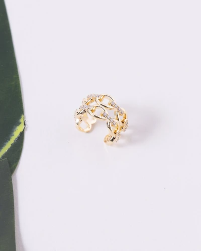 16K Plated Bling Links Earcuff